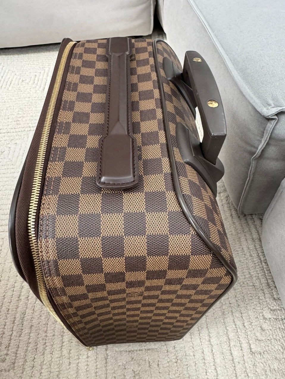 LV leather travel bag Pegase 55 Damier Ebene