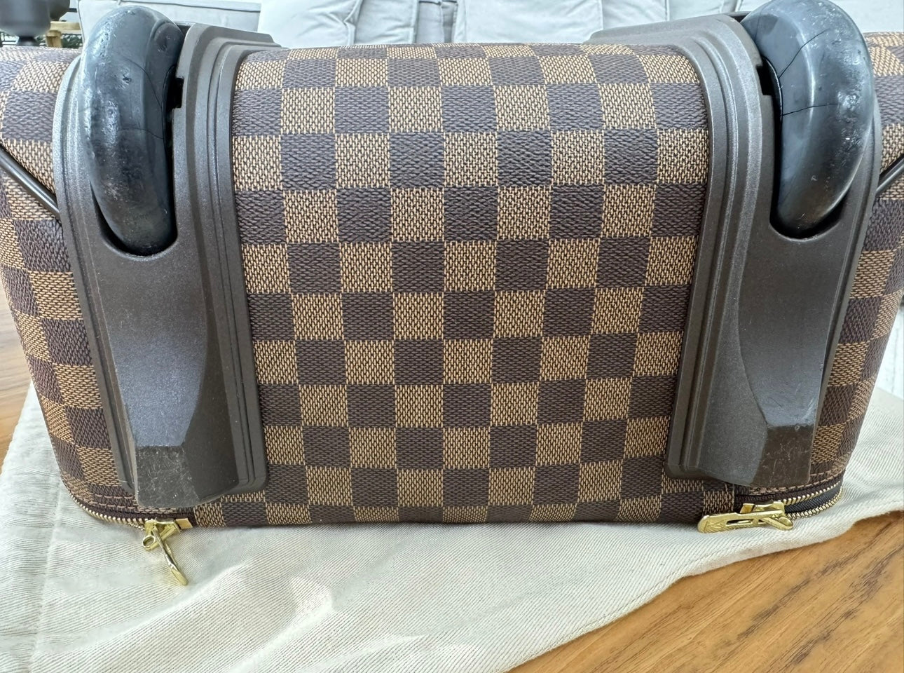LV leather travel bag Pegase 55 Damier Ebene