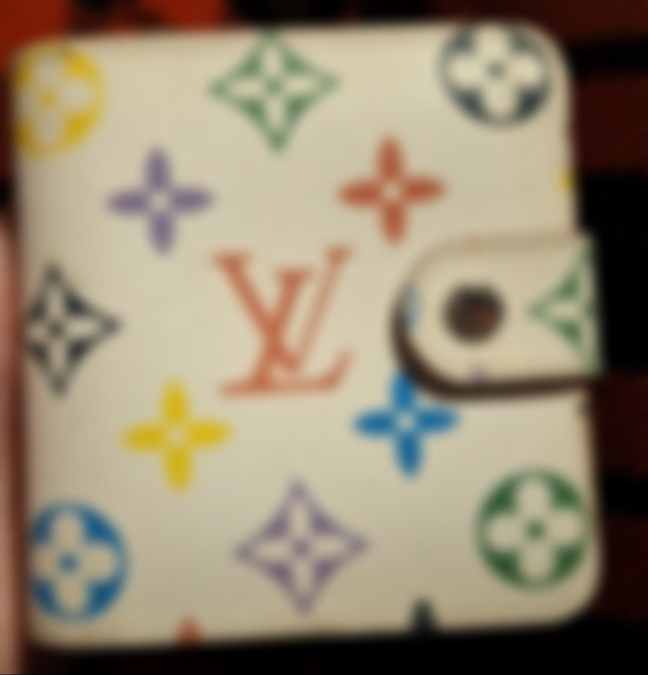 White Multicolor credit card/ coin pocket wallet